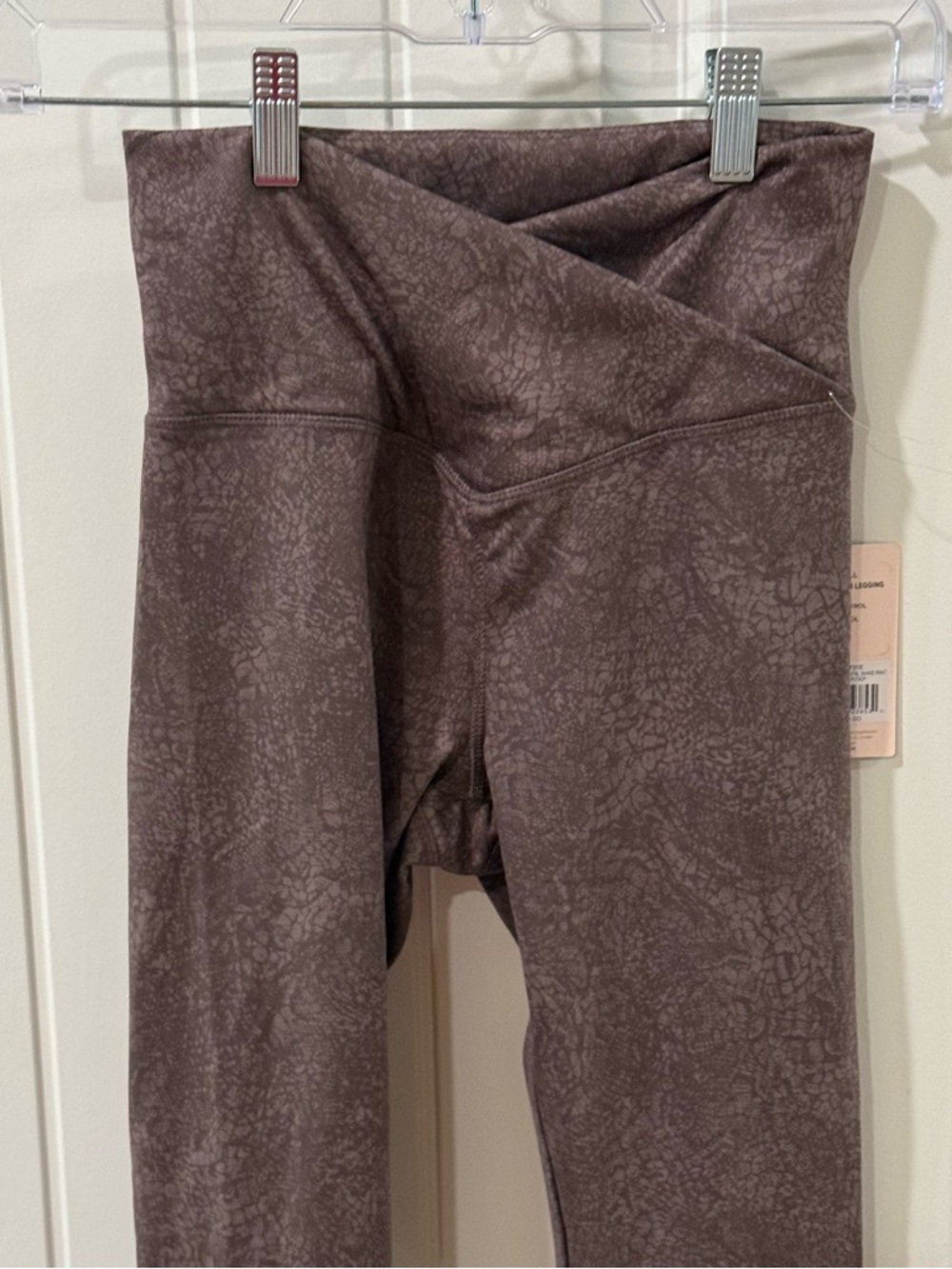 Danskin Leggings XS Plum Snake Print Crossover Waist 7/8 Stretch NWT